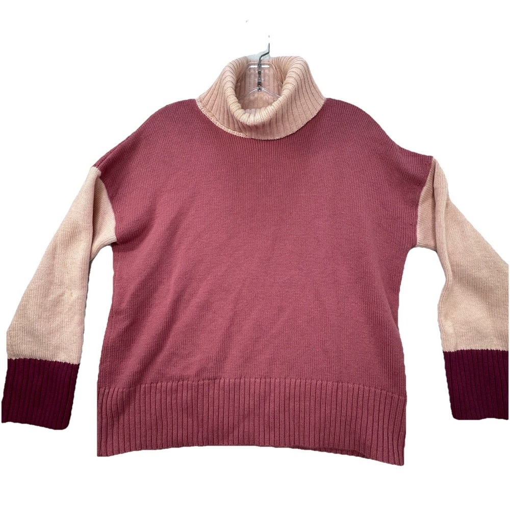 GARNET HILL Oversized Merino Wool Organic Cotton‎ Turtleneck Sweater XS [read]